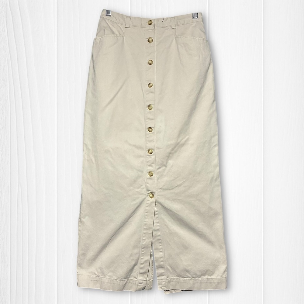 Vintage‎ Gap Button Front High Waisted Khaki Maxi Skirt Women's 4